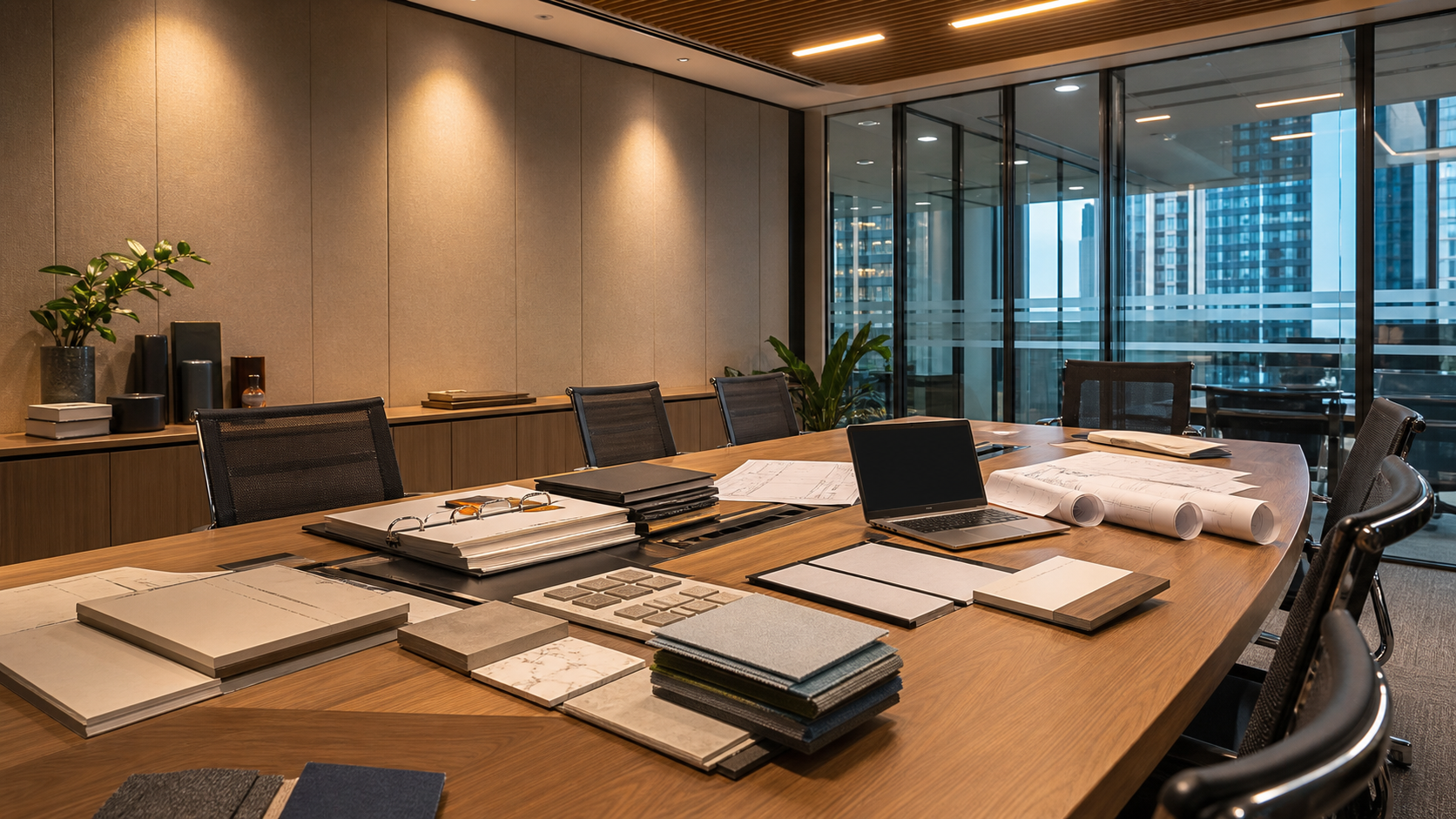 Office design-build coordination in a Philippine corporate meeting room